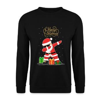 Drôle de Père Noël qui tamponne la neige - Sweat-shirt Unisexe - noir - Devant - Alina (178cm) & Michal (187cm)