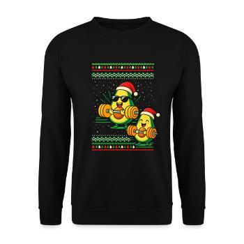 Avocado Fitness Père Noël de Noël - Sweat-shirt Unisexe - noir - Devant - Alina (178cm) & Michal (187cm)
