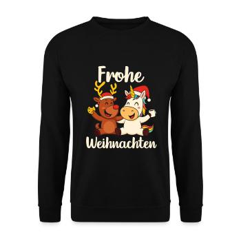 Joyeux Noël Renne Licorne Veille de Noël - Sweat-shirt Unisexe - noir - Devant - Alina (178cm) & Michal (187cm)