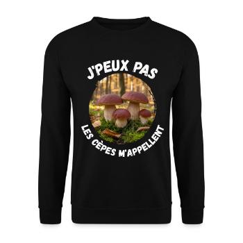 j'peux pas les cèpes m'appellent - Sweat-shirt Unisexe - noir - Devant - Alina (178cm) & Michal (187cm)