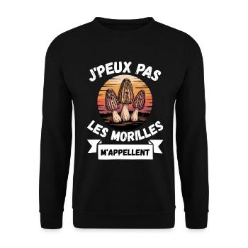 Morilles Humour Jpeux Pas - Sweat-shirt Unisexe - noir - Devant - Alina (178cm) & Michal (187cm)