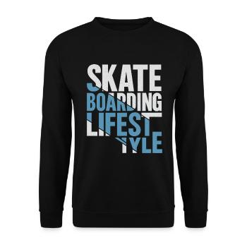 Skateboarding Lifestyle Retro Typo Design - Unisex Pullover - Schwarz - Vorne - Alina (178cm) & Michal (187cm)