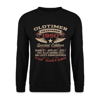 Cadeau pour le 75e anniversaire Voiture ancienne décembre 1950 - Sweat-shirt Unisexe - noir - Devant - Alina (178cm) & Michal (187cm)