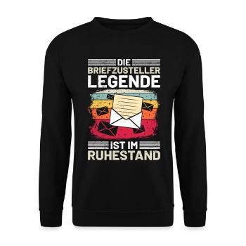 Postman THE RETIRED DELIVERY LEGEND - Unisex Sweatshirt - black - Front - Alina (178cm) & Michal (187cm)