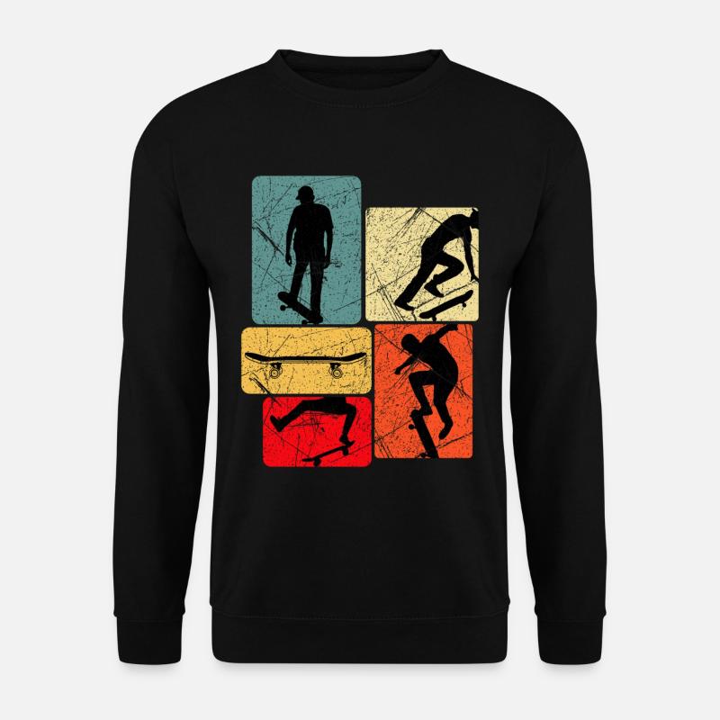 Skateboard Silhouetten Collage - Unisex Pullover - Schwarz