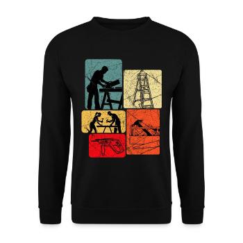Workshop Collage Building Crafts - Unisex Sweatshirt - black - Front - Alina (178cm) & Michal (187cm)