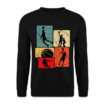Basketball Silhouette Grid - Unisex Sweatshirt - black - Front - Alina (178cm) & Michal (187cm)