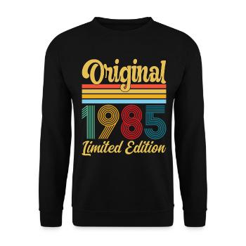 Geburtstagsgeschenk 1985 Originales Vintage-Retro-Geschenk - Unisex Pullover - Schwarz - Vorne - Alina (178cm) & Michal (187cm)