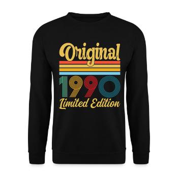 1990 Birthday Original Vintage Retro Gift - Unisex Sweatshirt - black - Front - Alina (178cm) & Michal (187cm)
