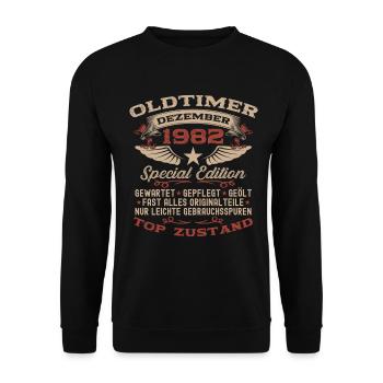 43rd Birthday Gift Vintage Car December 1982 - Unisex Sweatshirt - black - Front - Alina (178cm) & Michal (187cm)