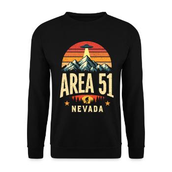 Area 51 Nevada UFO trifft Bigfoot - Unisex Pullover - Schwarz - Vorne - Alina (178cm) & Michal (187cm)
