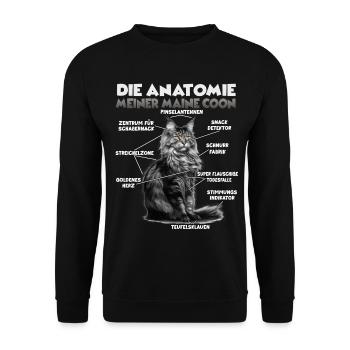 Funny Maine Coon T | Maine Coon Anatomy - Unisex Sweatshirt - black - Front - Alina (178cm) & Michal (187cm)