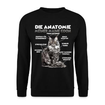 Maine Coon Anatomy T | Coony Halter Outfit Cats - Unisex Sweatshirt - black - Front - Alina (178cm) & Michal (187cm)