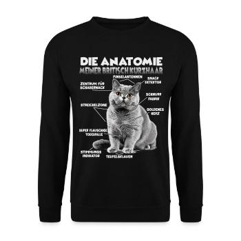 Britisch Kurzhaar T | Britisch Kurzhaar Katzen  - Unisex Pullover - Schwarz - Vorne - Alina (178cm) & Michal (187cm)