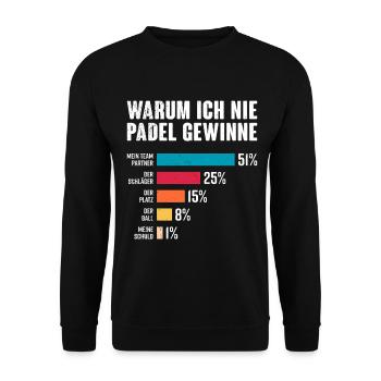 Jeu de padel POURQUOI JE NE GAGNE JAMAIS EN PADEL Drôle - Sweat-shirt Unisexe - noir - Devant - Alina (178cm) & Michal (187cm)