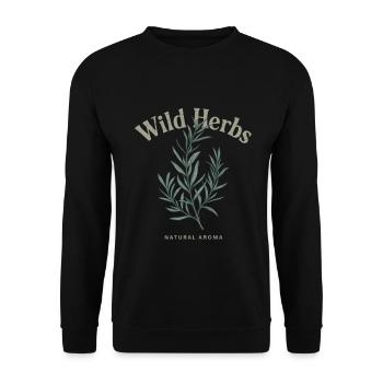 Wild Herbs – Natürliche Kräuter - Unisex Pullover - Schwarz - Vorne - Alina (178cm) & Michal (187cm)