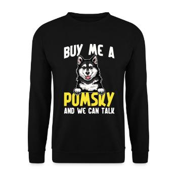 Pomsky-Hundebesitzer Papa Pomsky belohnt Hundegeschirr - Unisex Pullover - Schwarz - Vorne - Alina (178cm) & Michal (187cm)