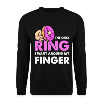 Nur der Donut-Ring am Finger - Unisex Pullover - Schwarz - Vorne - Alina (178cm) & Michal (187cm)