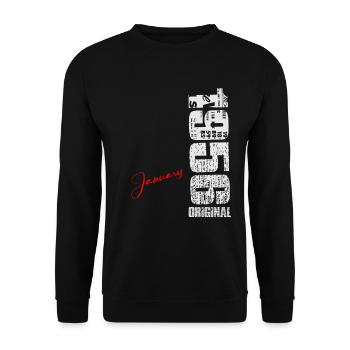 January-1956-Vintage-Born-Birthday-Retro - Unisex Sweatshirt - black - Front - Alina (178cm) & Michal (187cm)