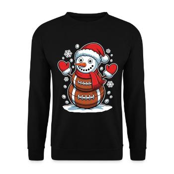 Football Bonhomme de neige Papa Noël Chapeau Rugby Bonhomme de neige Football - Sweat-shirt Unisexe - noir - Devant - Alina (178cm) & Michal (187cm)