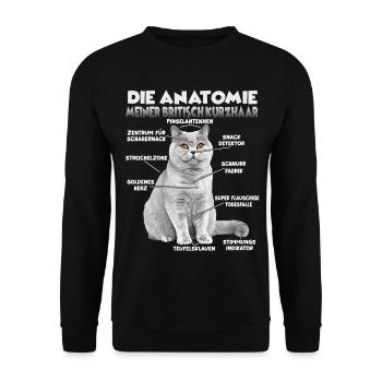 Cadeau britannique à poil court pour un chat Cadeau de propriétaire - Sweat-shirt Unisexe - noir - Devant - Alina (178cm) & Michal (187cm)