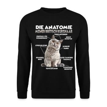 British Shorthair T | Cat Holder T British Short - Unisex Sweatshirt - black - Front - Alina (178cm) & Michal (187cm)