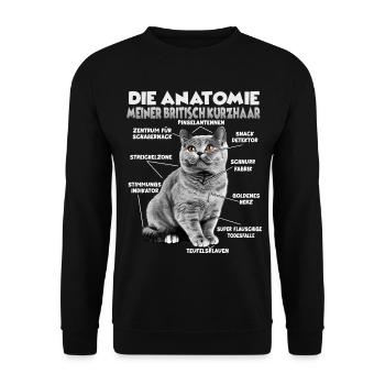 Cadeau britannique à poil court chats cadeau fan - Sweat-shirt Unisexe - noir - Devant - Alina (178cm) & Michal (187cm)