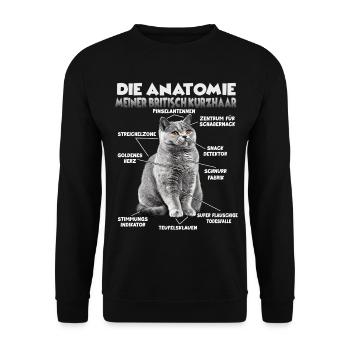 T britannique à cheveux court | Chats britanniques à poil court - Sweat-shirt Unisexe - noir - Devant - Alina (178cm) & Michal (187cm)