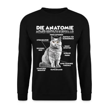 Britisch Kurzhaar Geschenk Katzenbesitzer Geschenk - Unisex Pullover - Schwarz - Vorne - Alina (178cm) & Michal (187cm)