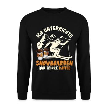 Snowboardeur J’ENSEIGNE ET JE BOIS DU CAFÉ - Sweat-shirt Unisexe - noir - Devant - Alina (178cm) & Michal (187cm)
