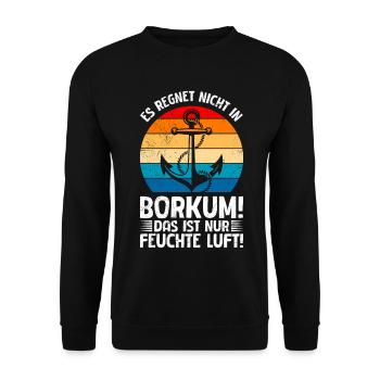 Nordsee Urlaub REGNET NICHT IN BORKUM Lustiges - Unisex Pullover - Schwarz - Vorne - Alina (178cm) & Michal (187cm)
