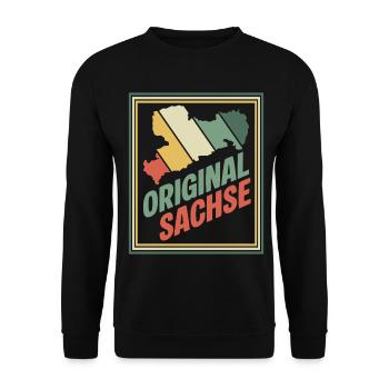 Original Saxony Retro Emblem - Unisex Sweatshirt - black - Front - Alina (178cm) & Michal (187cm)