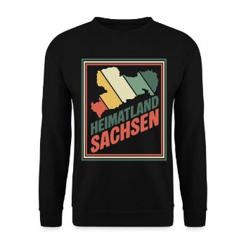Homeland Saxony Retro Print - Unisex Sweatshirt - black - Front - Alina (178cm) & Michal (187cm)