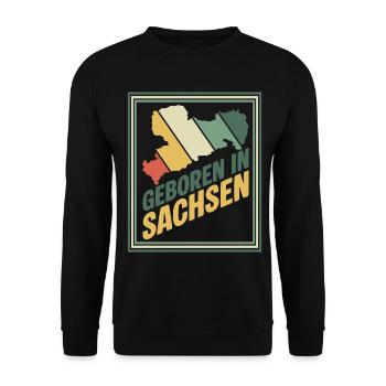Born in Saxony - Unisex Sweatshirt - black - Front - Alina (178cm) & Michal (187cm)