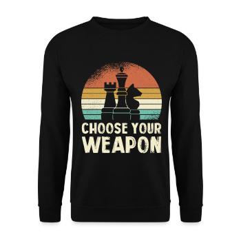 Tirage rétro d’arme d’échecs - Sweat-shirt Unisexe - noir - Devant - Alina (178cm) & Michal (187cm)