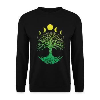 Baumkreis Mondphasen - Unisex Pullover - Schwarz - Vorne - Alina (178cm) & Michal (187cm)