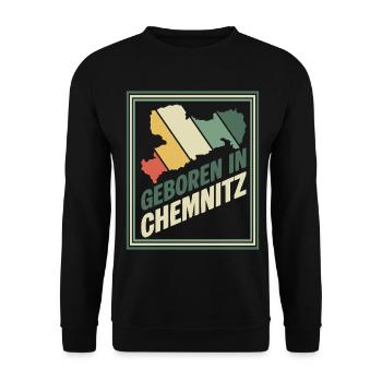 Born in Chemnitz Vintage Signet - Unisex Sweatshirt - black - Front - Alina (178cm) & Michal (187cm)