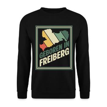 Geboren in Freiberg - Unisex Pullover - Schwarz - Vorne - Alina (178cm) & Michal (187cm)
