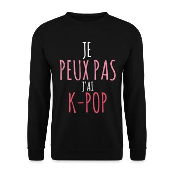 Ich kann nicht, ich habe K-Pop - koreanische Korea-Musik - Unisex Pullover - Schwarz - Vorne - Alina (178cm) & Michal (187cm)
