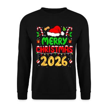 Frohe Weihnachten 2026 - Unisex Pullover - Schwarz - Vorne - Alina (178cm) & Michal (187cm)