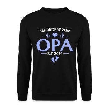 Befördert zum Opa 2026 Babyparty - Unisex Pullover - Schwarz - Vorne - Alina (178cm) & Michal (187cm)