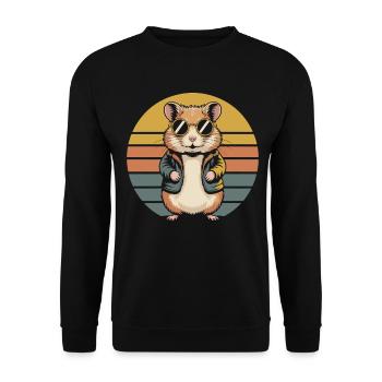 Hamster avec lunettes de soleil style rétro - Sweat-shirt Unisexe - noir - Devant - Alina (178cm) & Michal (187cm)