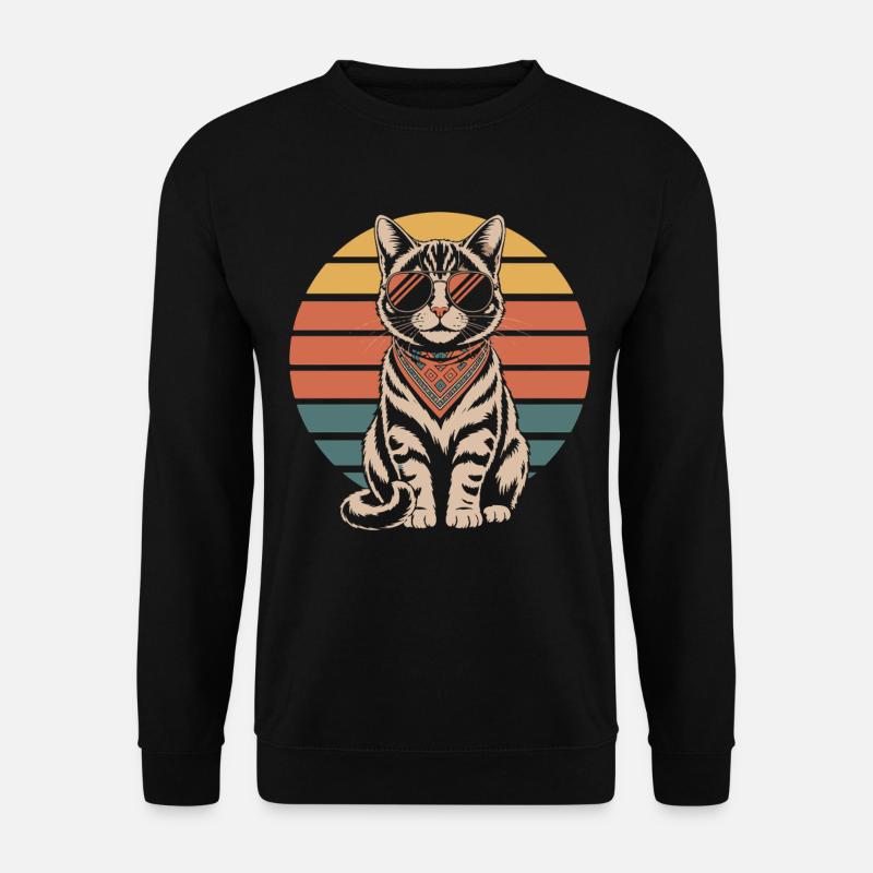 Cat Sunset with Glasses - Unisex Sweatshirt - black