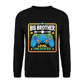 Big Brother Level Unlocked - Unisex Sweatshirt - black - Front - Alina (178cm) & Michal (187cm)