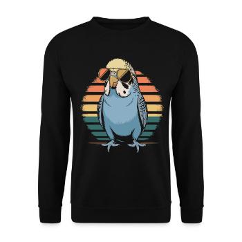 Perroquet rétro avec des lunettes de soleil - Sweat-shirt Unisexe - noir - Devant - Alina (178cm) & Michal (187cm)