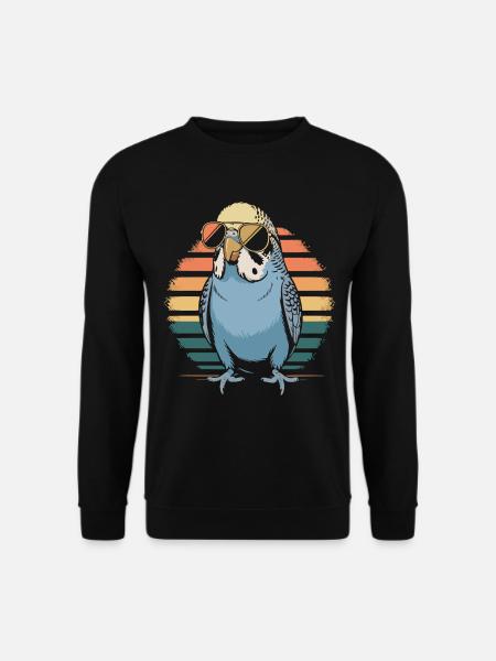 Retro parrot with sunglasses - Unisex Sweatshirt - black