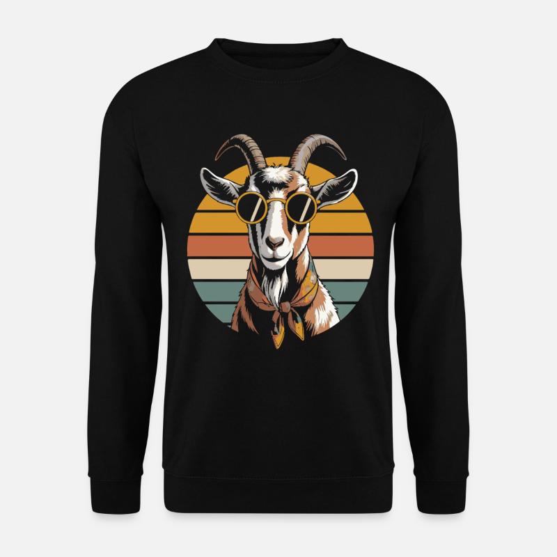 Retro Goat Head with Sunglasses - Unisex Sweatshirt - black