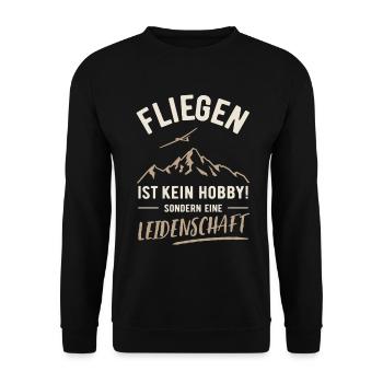 Fliegen | Kein Hobby sondern Leidenschaft - Unisex Pullover - Schwarz - Vorne - Alina (178cm) & Michal (187cm)