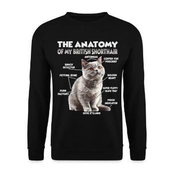Britisch Kurzhaar T | Katzen Fan Katzen British  - Unisex Pullover - Schwarz - Vorne - Alina (178cm) & Michal (187cm)