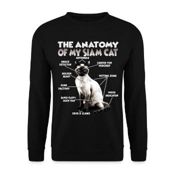 Siamkatzen T | Siamkatze Katzen Siam Katzen - Unisex Pullover - Schwarz - Vorne - Alina (178cm) & Michal (187cm)